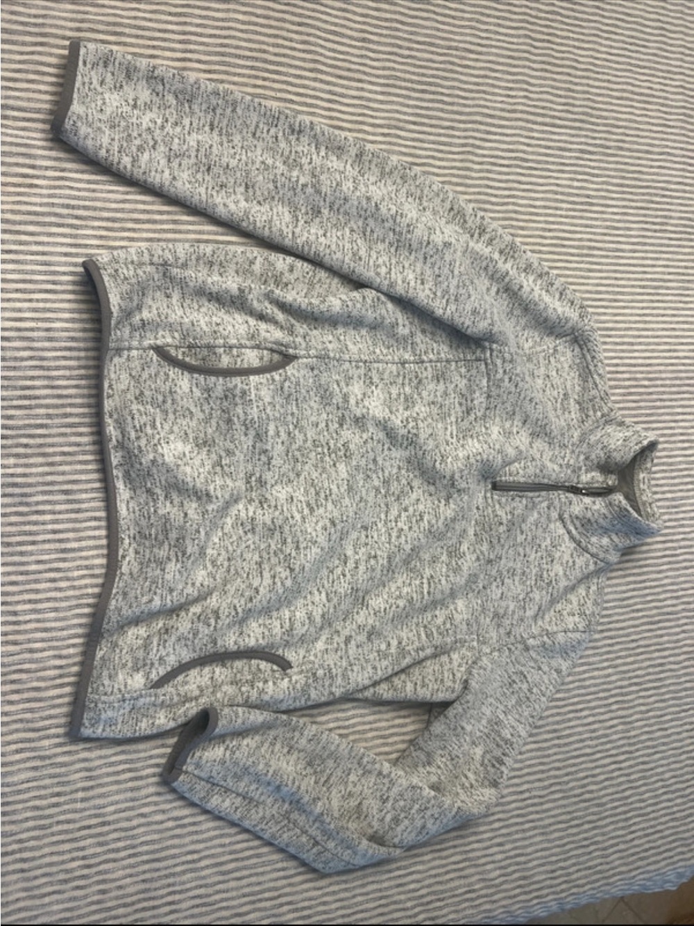 Thread & Supply Heathered Light Gray Quarter-Zip Pullover